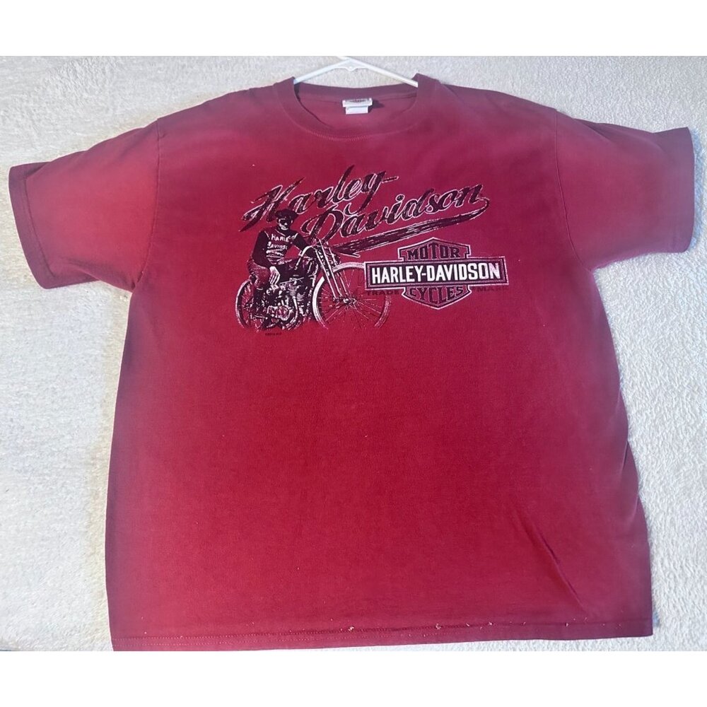 Harley-Davidson Red Short Sleeve T-Shirt Myrtle Beach Double Graphics Vtg